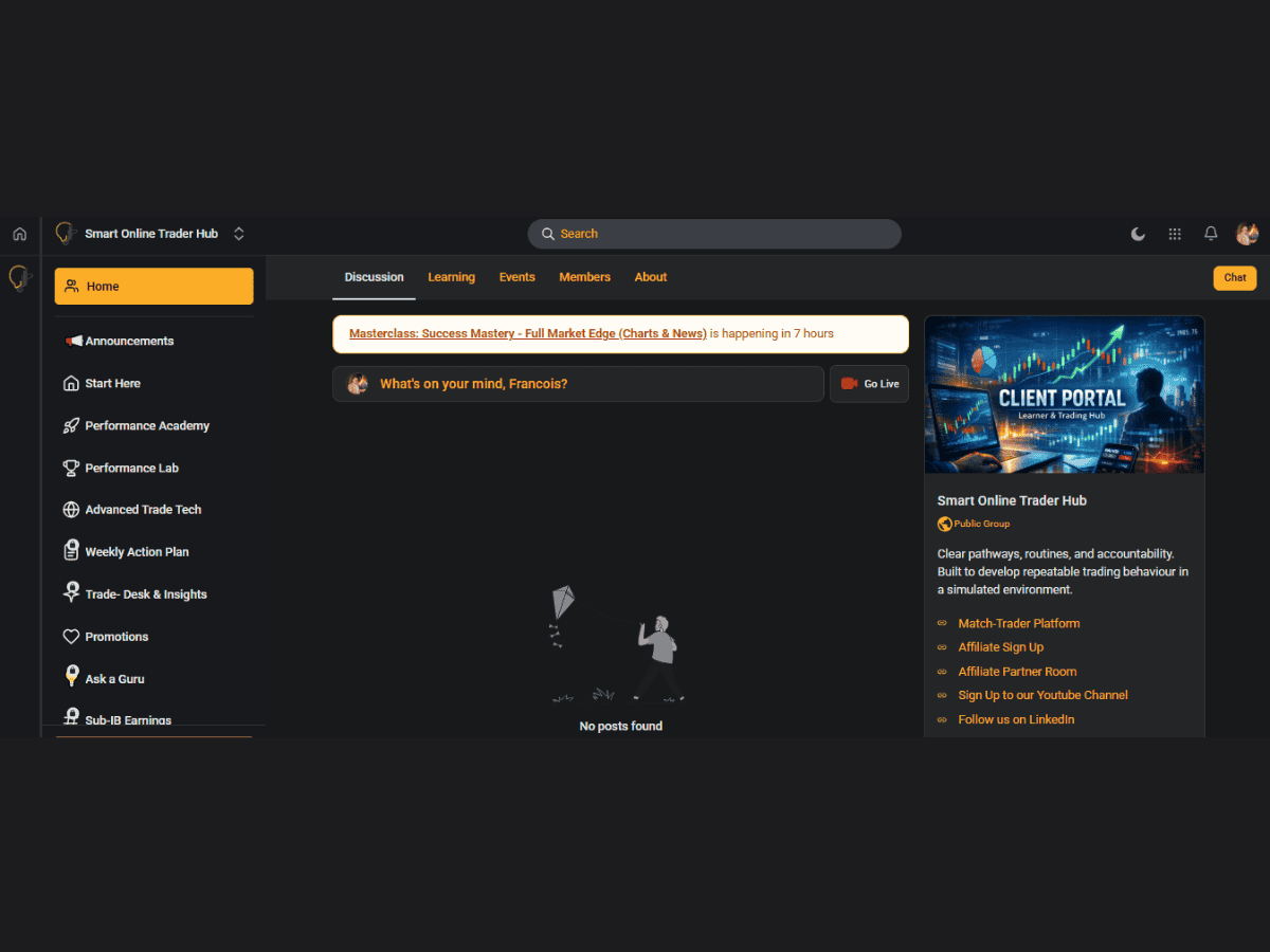 Real fintech ecosystem. Inside the Smart Online Trader Client Portal & Community Hub