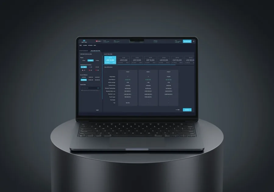 Match-Trader desktop evaluation dashboard in a simulated account